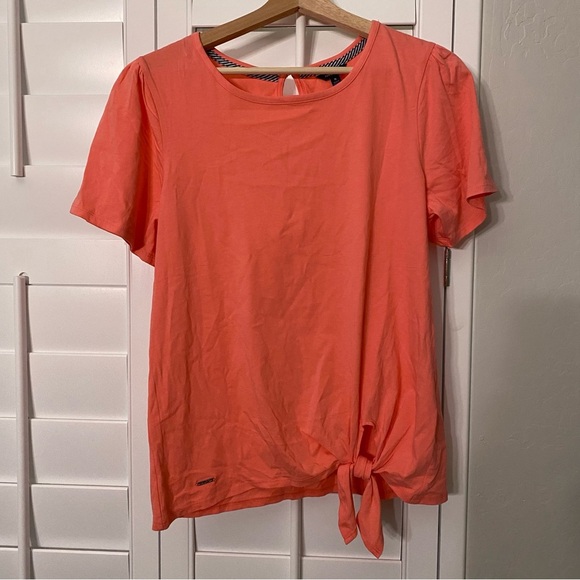 Nautica women’s tie front short sleeve cotton top MED pink - Picture 1 of 5